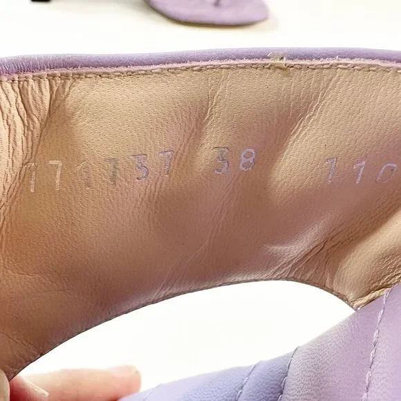 GUCCI Purple Marmont Sandals Size 38 Kitten Heel Matelasse Quilted Leather - Picture 9 of 13